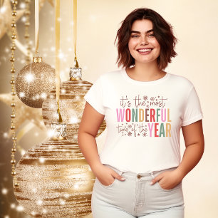 Vintage kerst Het is de mooiste tijd Grote Maat T-shirt