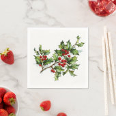 Vintage Kerst Holly Berries Papieren servetten (Insitu)