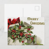 Vintage kerst holly bessen doos briefkaart (Voorkant / Achterkant)