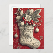 Vintage Kerst Holly Kous Vakantie Briefkaart (Voorkant / Achterkant)