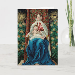 Vintage kerst Kaart Madonna en kind