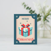 Vintage kerst Kaart met feestelijke geschenkdoos (Staand voorkant)