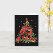 Vintage Kerst Kardinaal Vogels Sneeuwen Kerstboom Kaart (Gele Bloem)