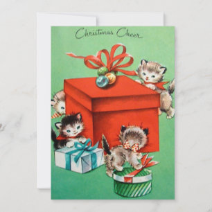 Vintage kerst Kittens door Cadeaus Feestdagenkaart