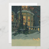 Vintage kerst kransen in Windows uitnodiging (Voorkant / Achterkant)