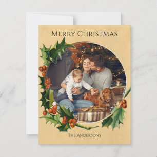 Vintage Kerst lijst familie foto kaart