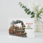 Vintage kerst locomotief Briefkaart (Staand voorkant)