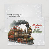 Vintage kerst locomotief Briefkaart (Voorkant / Achterkant)
