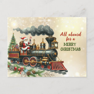 Vintage kerst locomotief Briefkaart