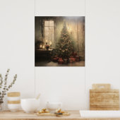 Vintage Kerst Nacht Poster (Keuken)