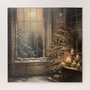 Vintage kerst nacht puzzel