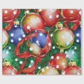 Vintage Kerst Ornament wrapping papier (Vlak)