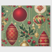 Vintage kerst ornamenten inpakpapier (Vlak)