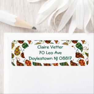 Vintage Kerst Paisley Etiket
