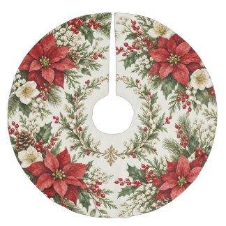 Vintage Kerst Poinsettia & Hulst Kerstboom Rok