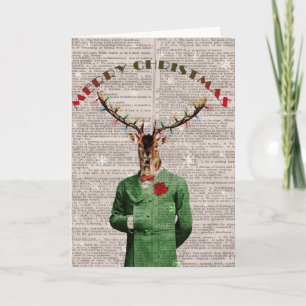 Vintage Kerst Rendier Kerst Kaart