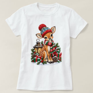 Vintage Kerst Rendier Retro Winter Vakantie T-shirt