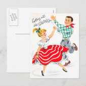 Vintage Kerst retro paar Vakantie briefkaart (Voorkant / Achterkant)