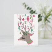 Vintage Kerst retro rendier Vakantie briefkaart (Staand voorkant)