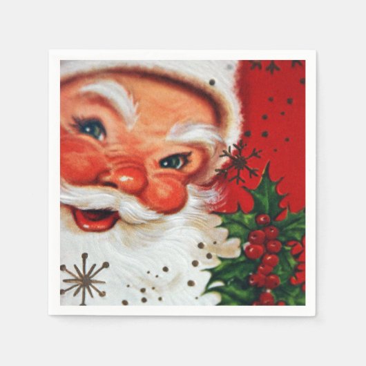 Vintage Kerst retro Santa party servetten (Voorkant)