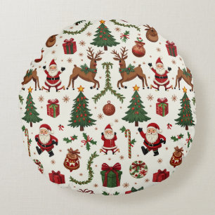 Vintage Kerst Ronde Sierkussen Rond Kussen