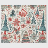 Vintage kerst Scandinavisch ontwerp Cadeaupapier (Vlak)