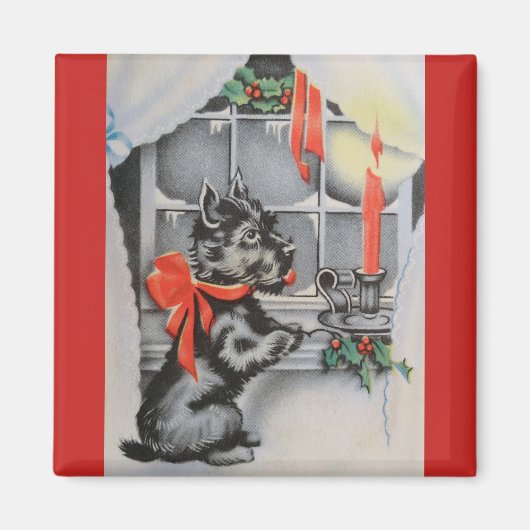 Vintage Kerst - Scottie Dog, Magneet (Voorkant)