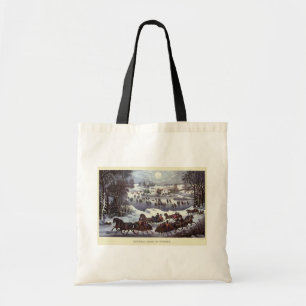 Vintage Kerst sleeën, Central Park in de winter Tote Bag
