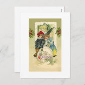 Vintage kerst sneeuwbal Briefkaart (Voorkant / Achterkant)