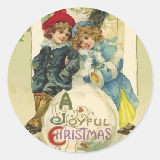 Vintage kerst sneeuwbal Stickers (Voorkant)