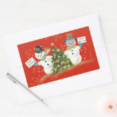 Vintage Kerst Sneeuwman Rechthoek Stickers (Envelop)