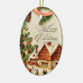 Vintage Kerst Sneeuwschaatsen Custom Ornament (Links)