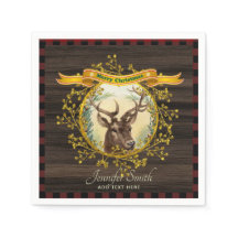 Vintage Kerst Stag Buffel Plaid Gepersonaliseerd