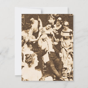 Vintage Kerst Stereoview Santa en de Dames Feestdagenkaart