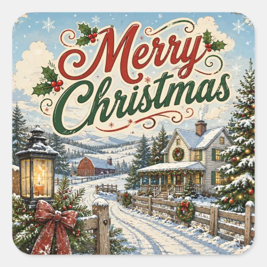 vintage kerst sticker (Voorkant)