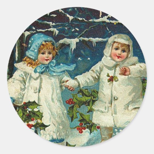 Vintage Kerst sticker (Voorkant)