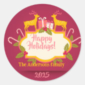 Vintage Kerst sticker 2021 met herten (Voorkant)