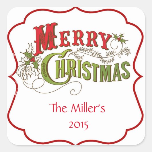 Vintage Kerst Stickers Labels (Voorkant)