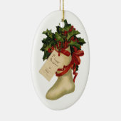 Vintage Kerst Stocking Keramisch Ornament (Rechts)