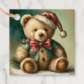 Vintage kerst teddybeer bedankjes labels (Voorkant)