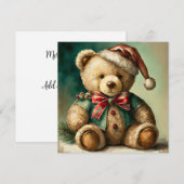 Vintage kerst teddybeer feestdagenkaart (Voorkant / Achterkant)