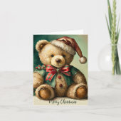 Vintage kerst teddybeer kaart (Voorkant)