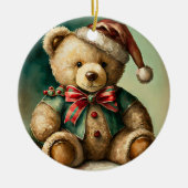 Vintage kerst teddybeer keramisch ornament (Voorkant)