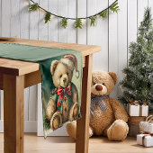 Vintage kerst teddybeer korte tafelloper