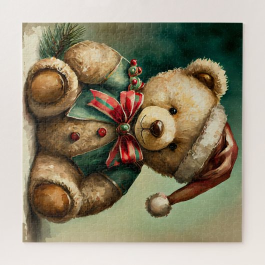 Vintage kerst teddybeer legpuzzel (Horizontaal)