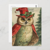 Vintage Kerst Uil Collage Briefkaart (Voorkant / Achterkant)