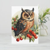 Vintage kerst uil feestdagenkaart (Staand voorkant)