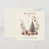 Vintage Kerst Waterverf Afbeelding Feestdagenkaart (Voorkant / Achterkant)