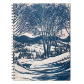 Vintage Kerst, Winter Sneeuw Berglandschap Notitieboek (Voorkant)