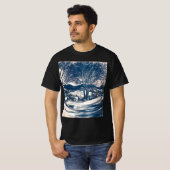 Vintage Kerst, Winter Sneeuw Berglandschap T-shirt (Voorkant volledig)